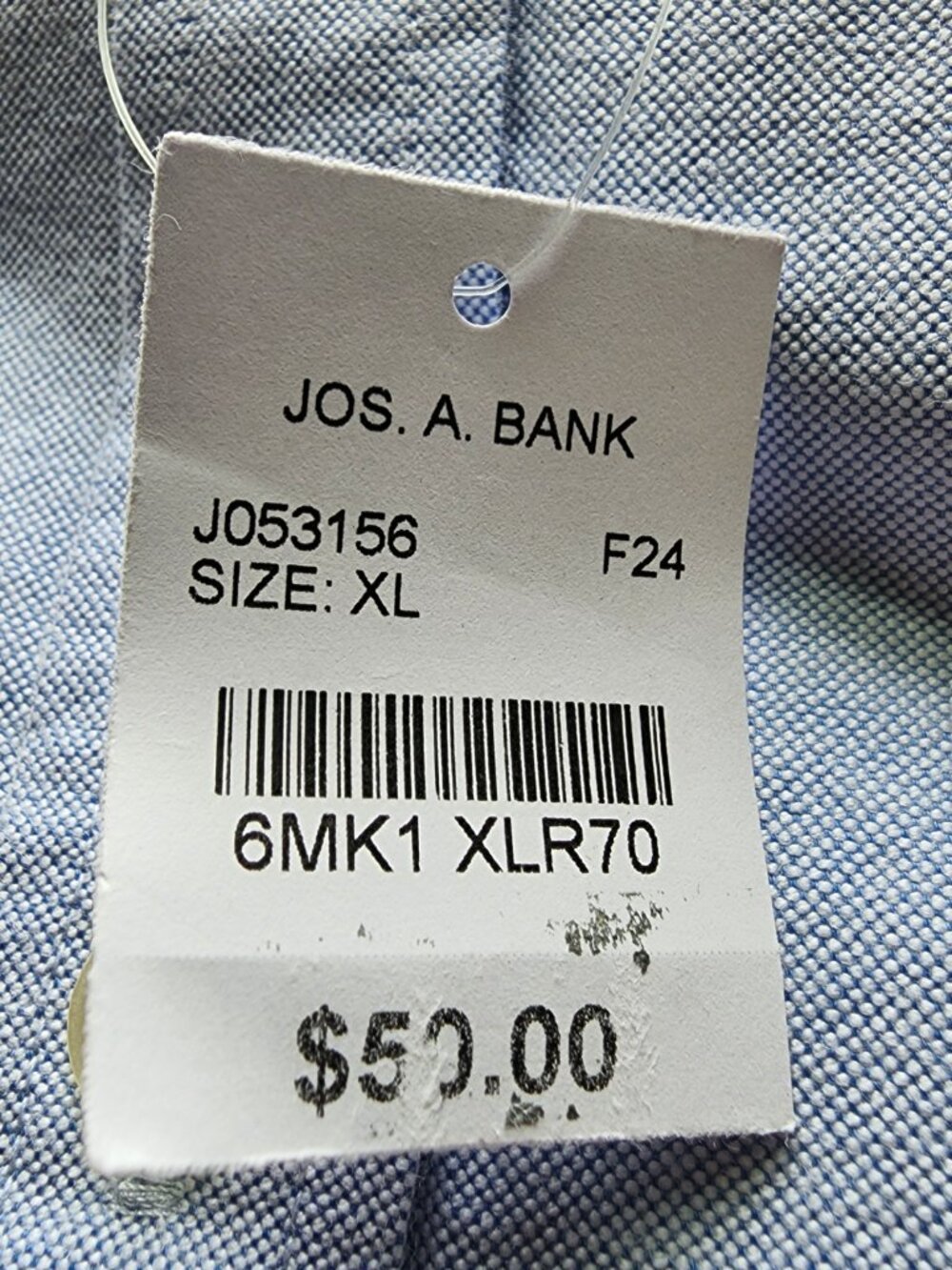 XL Blue Oxford Cloth Shirt Large Mens New Jos A Bank Button Down Collar Cotton - Picture 5 of 17